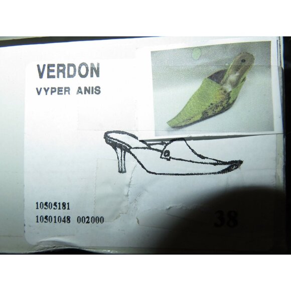 F Mode Verdon Green Viper Anis Snakeskin Italian Leather Square Toe Kitten Mules - Picture 13 of 14